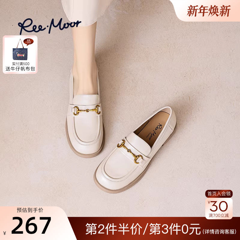 REEMOOR睿慕2025秋季新款羊皮圆头真皮乐福鞋jk小皮鞋英