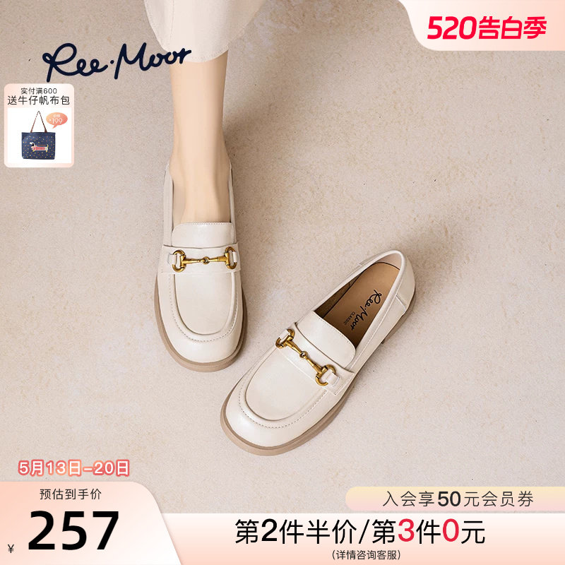 REEMOOR睿慕2026春季新款羊皮圆头真皮乐福鞋jk小皮鞋英