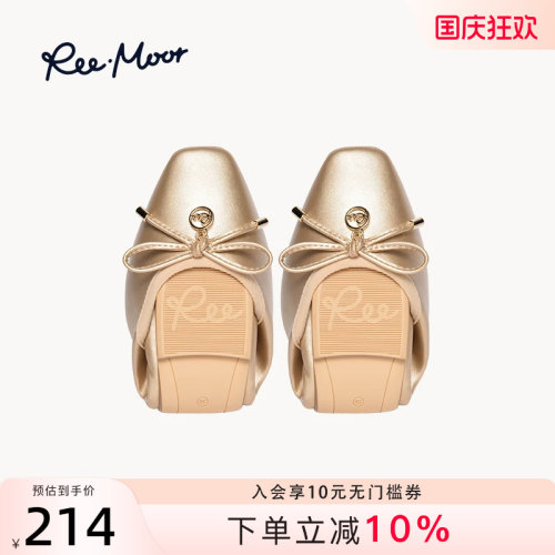 REEMOOR睿慕2026秋新款蝴蝶结平底鞋单鞋软底蛋卷鞋舒适百搭女鞋