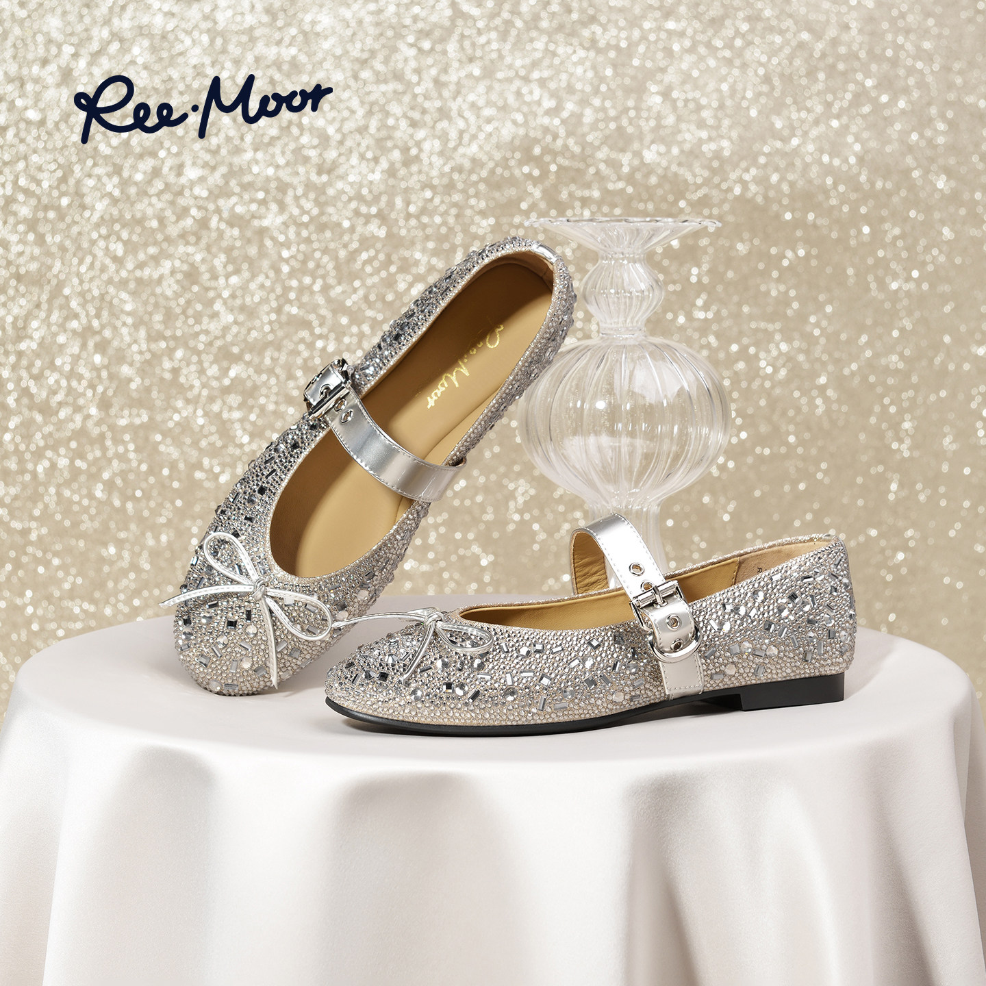 REEMOOR2025秋季新款法式蝴蝶结玛丽珍鞋平底浅口一字带单鞋女鞋