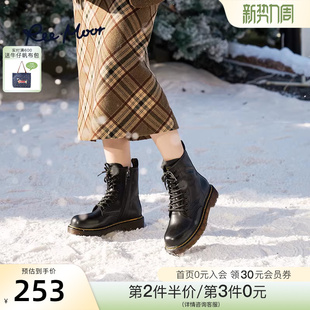 REEMOOR睿慕冬新款 英伦ins潮显瘦短靴厚底马丁靴女加绒棉鞋