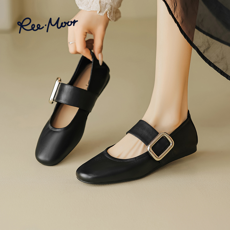 REEMOOR睿慕2025年秋季新款复古法式玛丽珍鞋一字带浅口单