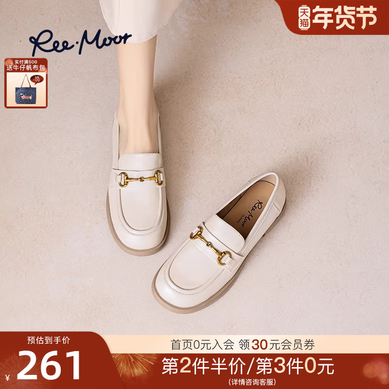 REEMOOR睿慕2025秋季新款羊皮圆头真皮乐福鞋jk小皮鞋英