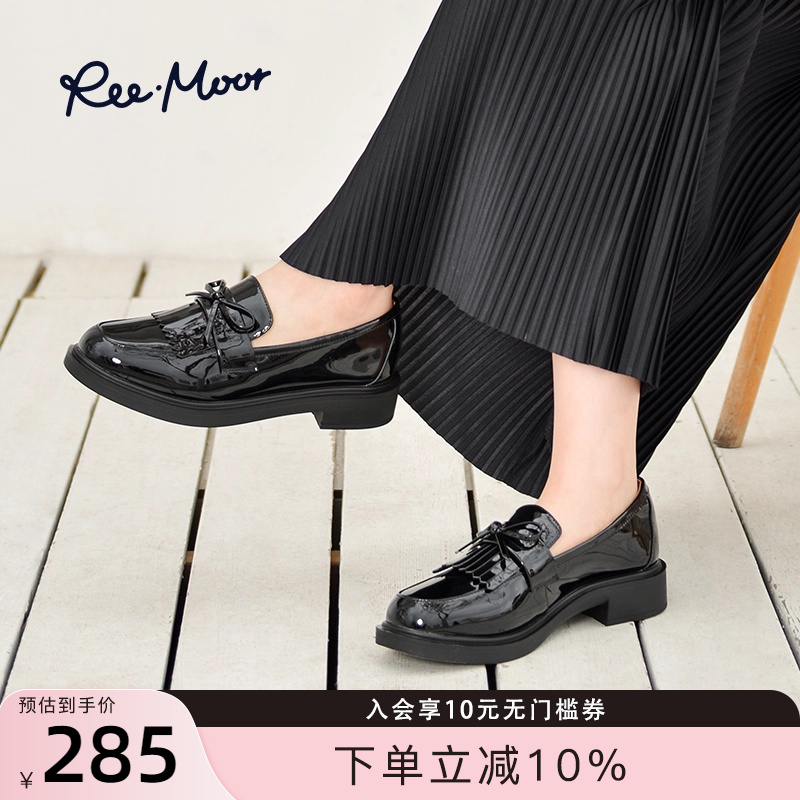 reemoor粗跟流苏蝴蝶结乐福鞋