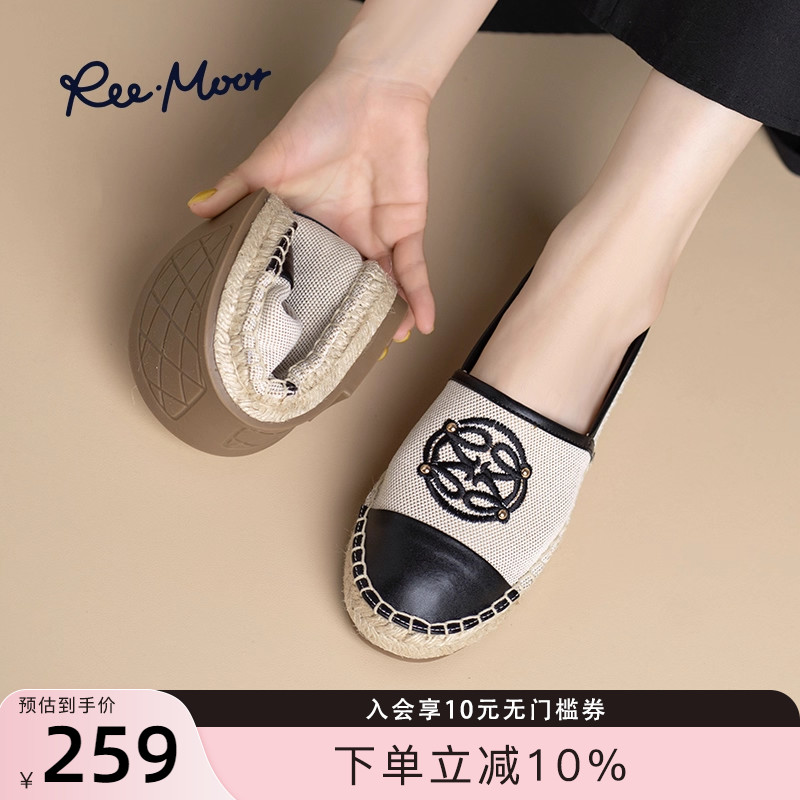 REEMOOR小香风刺绣渔夫鞋
