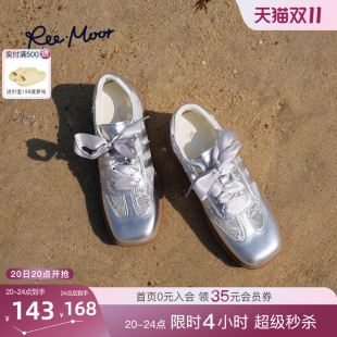 百搭复古系带平底鞋 REEMOOR2025秋季 女休闲运动鞋 蕾丝德训鞋 新款