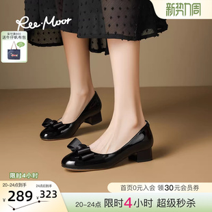 女士中跟单鞋 圆头蝴蝶结浅口坡跟瓢鞋 女 新款 REEMOOR睿慕2026春季