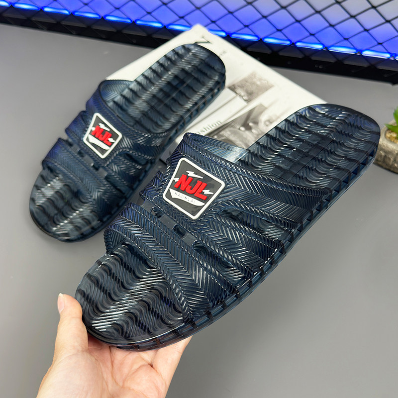 夏季流行防滑无异味浴室果冻塑胶复古沙滩拖软底男士水晶凉拖鞋