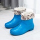 女加厚绒短筒成人防滑外穿耐磨雨靴厨房洗车学生防水水鞋 冬季 雨鞋