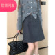 大码 灰色毛呢半身裙女秋冬胖mm高腰显瘦不规则a字中裙遮肚包臀裙