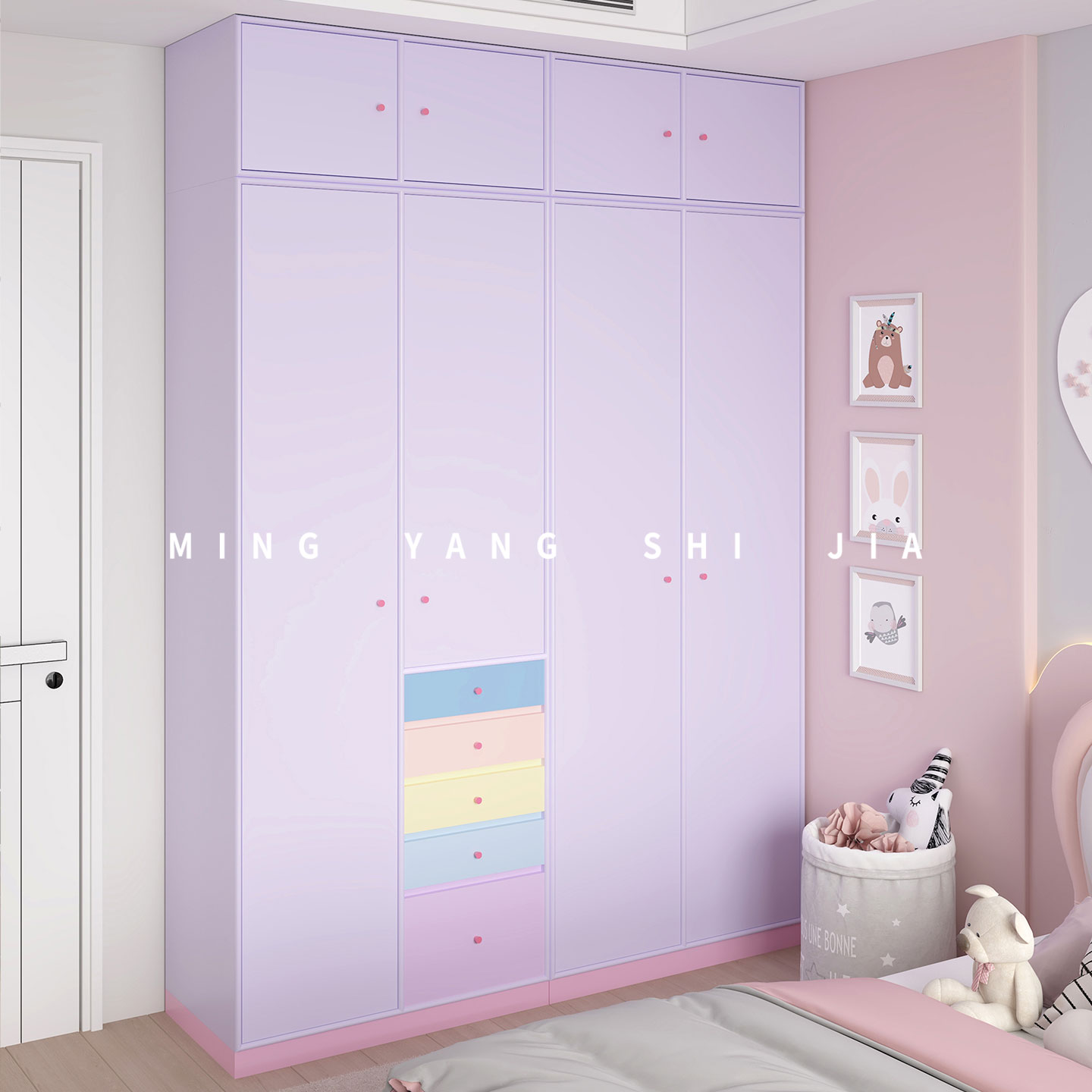 多巴胺ENF级新款衣柜实木定制到顶分段式卧室家用现代简约大衣橱