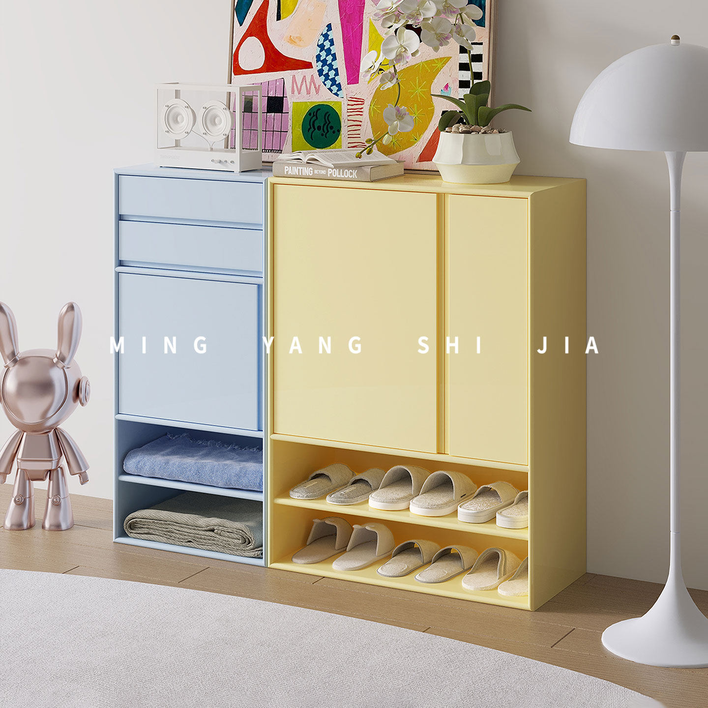 现代简约大容量鞋柜家用门口奶油风入户储物换鞋柜子定制
