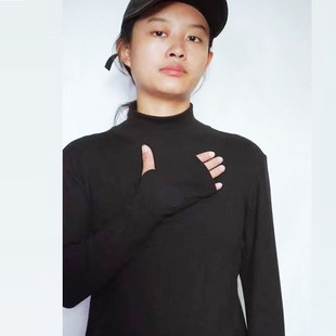 护手打底衫女德绒单件连手套保暖衣学生写字骑车打字套指t恤小衫