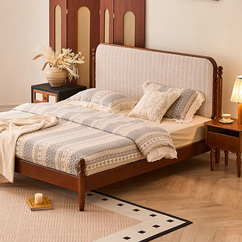 百佳惠云栖中古风橡木实木床原木床高端大气复古床主卧1米8双人床