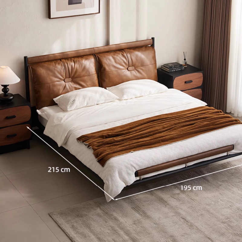 柏林床真皮悬浮床现代简约主卧大床高端大气头层牛皮双人软包婚床