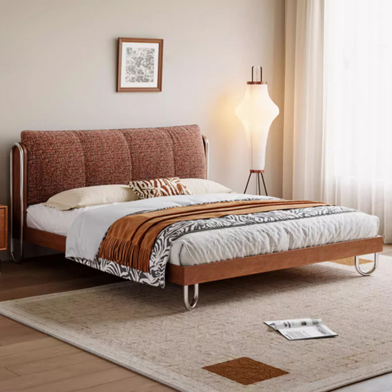 法式复古流影床实木床布艺床软包床中古风1.8m2025新款主卧室大床