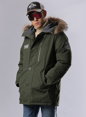 RUNNING RIVER奔流户外男式登山保暖中长款加厚派克棉服D7145N