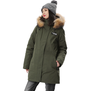RUNNING RIVER奔流女士长款连帽毛领保暖加厚鹅款棉服外套2153