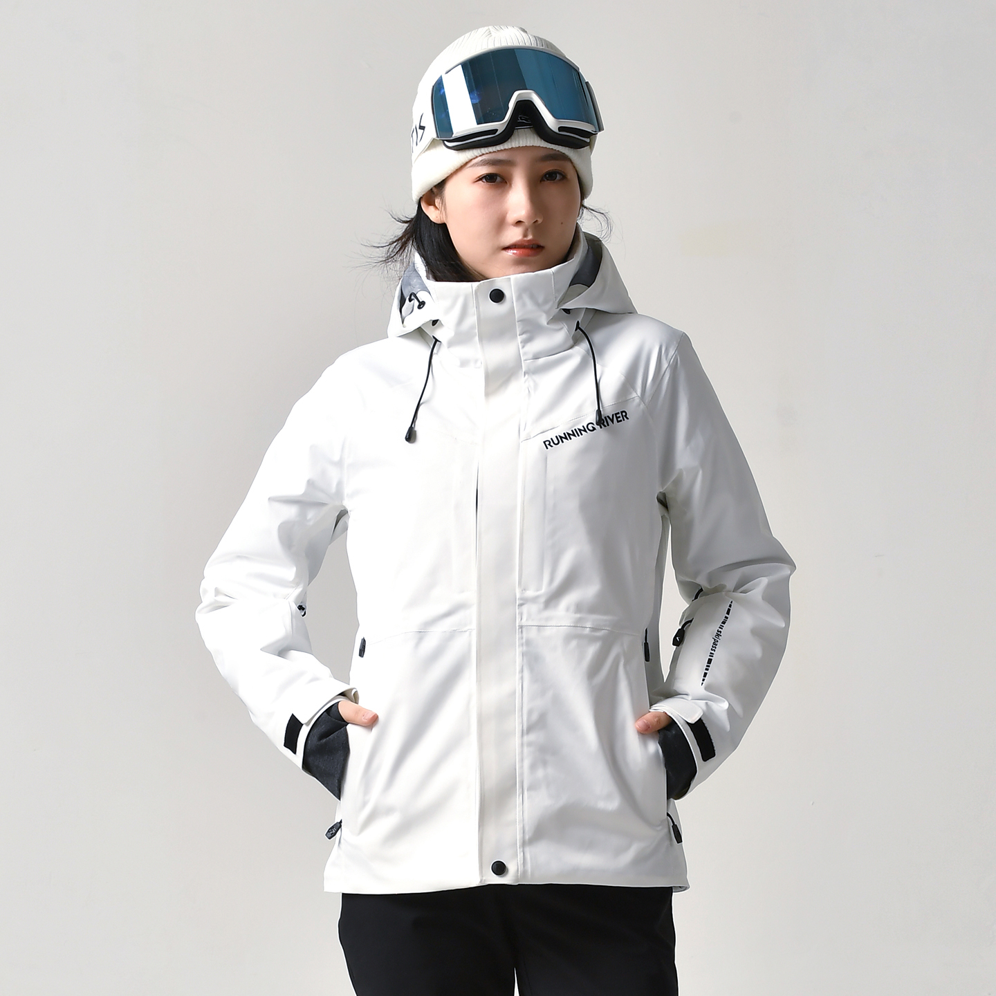 女士短款时尚拼接滑雪服上衣