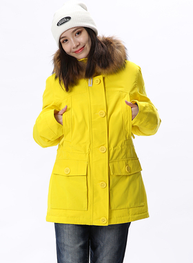 RUNNING RIVER奔流女士长款连帽毛领保暖加厚棉服外套9150