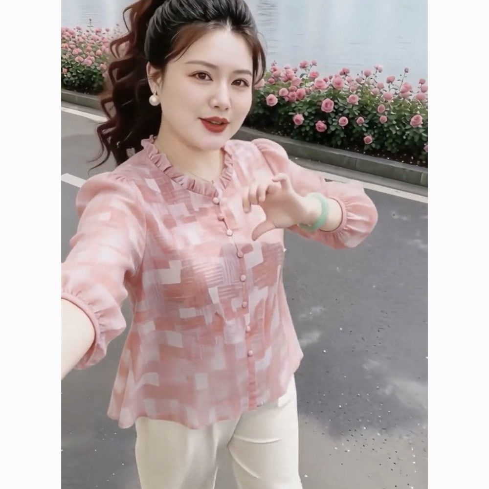 夏季法式碎花小个子显瘦雪纺衫