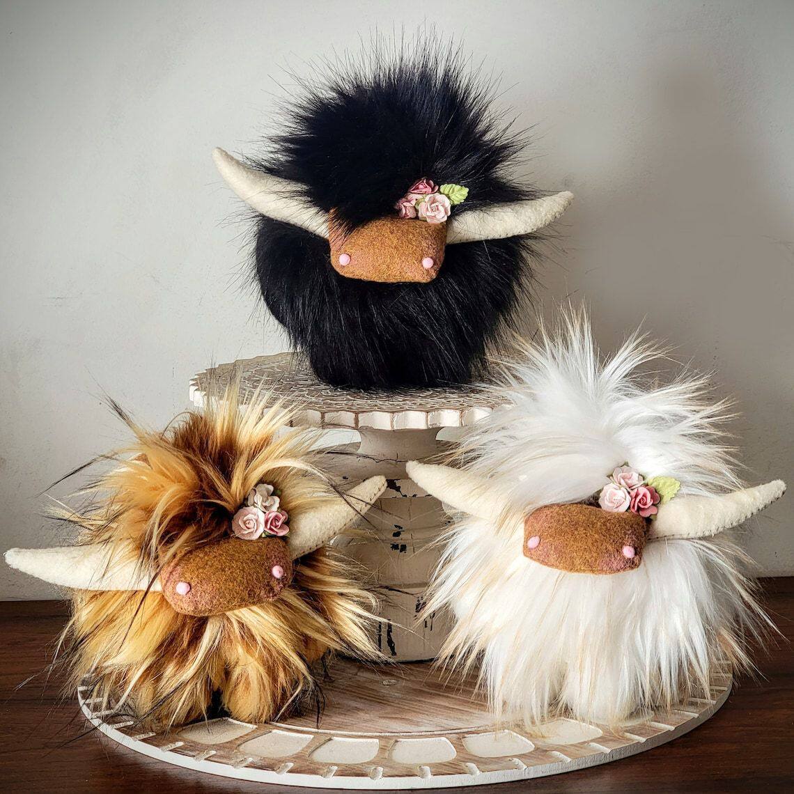 亚马逊苏格兰高地牛公仔长毛牛玩具玩偶装饰品派对道具农舍风装饰