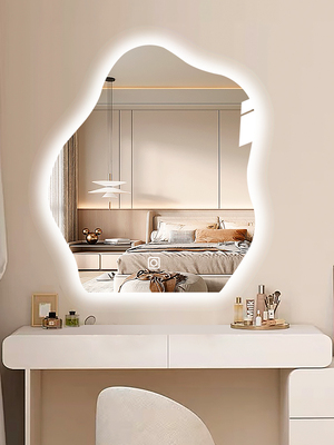 不规则镜子云朵镜带灯化妆镜梳妆镜LED智能浴室镜灯镜梳妆台异形