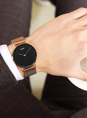 READ锐力男士手表 时尚商务休闲型男简约两针米兰网带石英腕表男