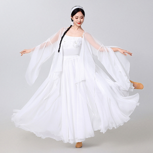 古典舞蹈服装身韵白色飘逸披肩纱衣开衫上衣演出服白蛇舞蹈练功服
