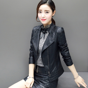 Spring and autumn leather women's 2022 new slim -fitting slimming leather jacket Korean fashion versatile locomotive short jacket