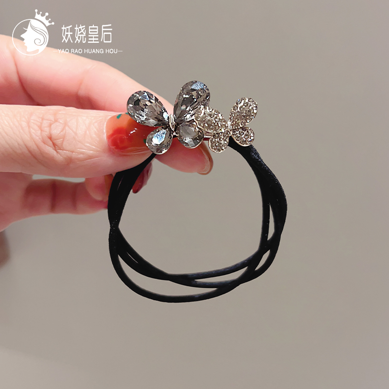 超仙女蝴蝶发绳森系仿水晶耐用头绳精致扎头发女橡皮筋发圈头饰
