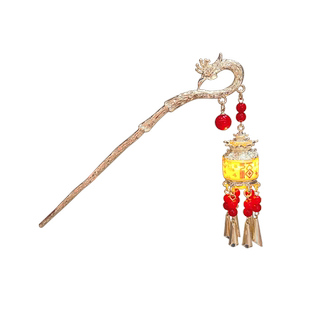 发光灯笼凤头发簪女古风汉服旗袍发钗端午节礼物盘发宫灯簪子头饰