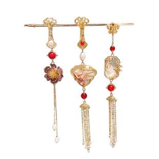 天然贝母国潮中式山茶花胸针女古风汉服压襟百搭气质旗袍胸花配饰