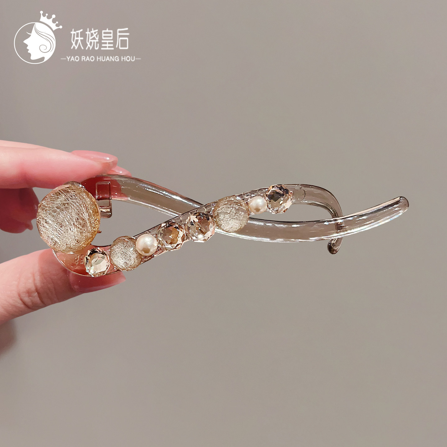 水晶珠珠扭扭夹女2026新款高端图片