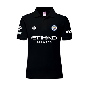 24-25赛季曼城队哈兰德德布劳内足球衣服POLO衫男女带有领短袖T恤