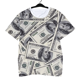 各国货币金钱美元美金纸币个性创意速干短袖t恤衫短裤子男士套装