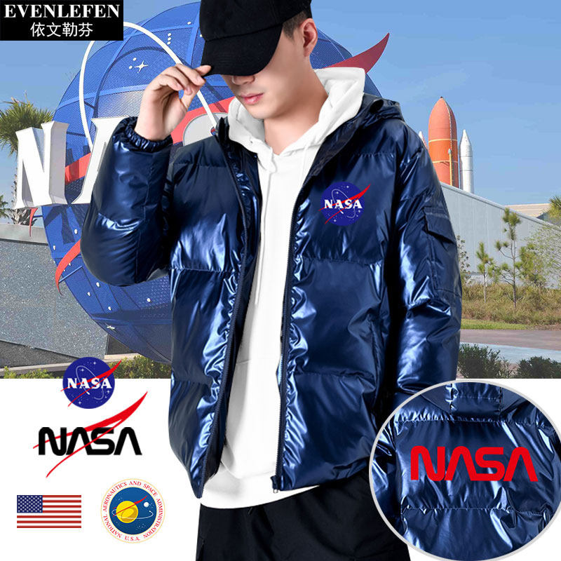 美国国家航空航天局NASA火星救援周边面包服男女加厚亮面棉衣外套