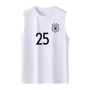 欧洲杯德国队服穆勒诺伊尔哈弗茨足球衣服纯棉背心男士无袖T恤衫