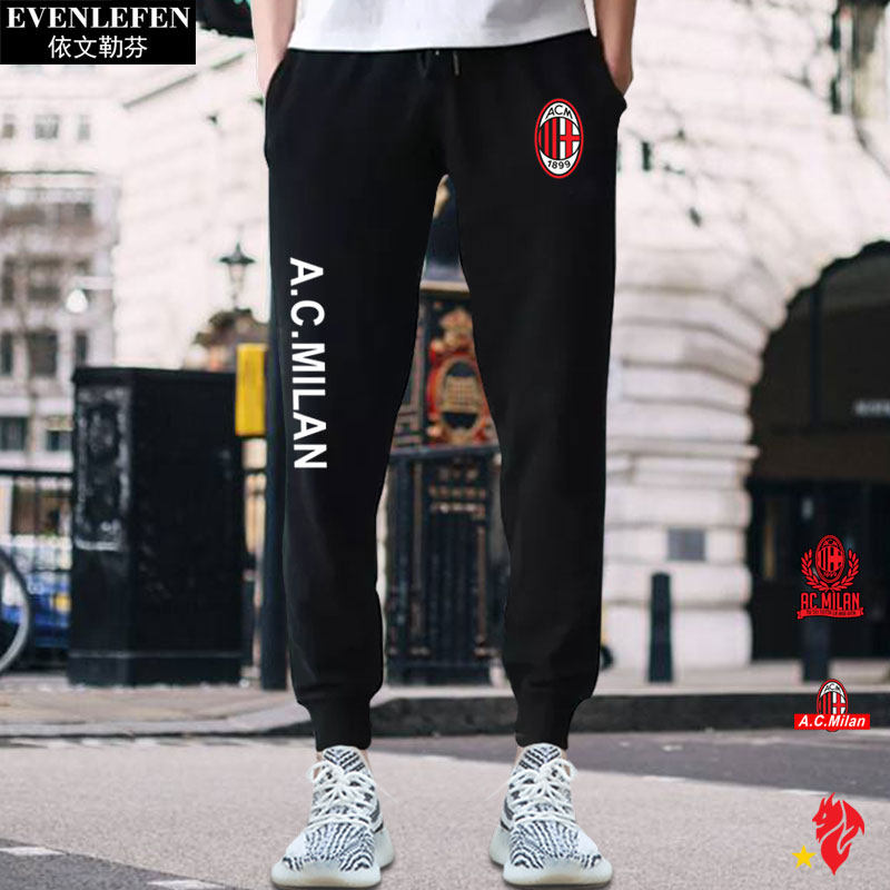 意甲AC米兰Milan红黑军团足球迷队服休闲裤子男小脚卫裤运动长裤