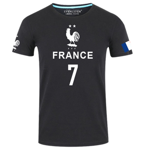 法国队服短袖T恤男女休闲足球姆巴佩球衣服格列兹曼半袖衫