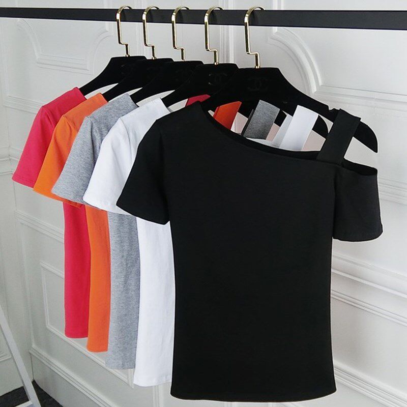 Leakage shoulder mounted Korean Edition camisole strapless One shoulder Oblique Sexy tight T-shirt Short sleeved Summer wear Self cultivation jacketin the Women's clothing/Boutique , T-shirt  category - from Buy2taobao.com to provide professional Taobao agent buy service