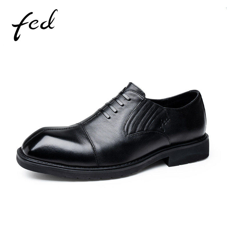 fed春季新款皮鞋一脚蹬真皮休闲方头男鞋经典舒适百搭款黑色皮鞋,流行男鞋,休闲皮鞋,淘宝优惠券,粉丝福利购,淘宝优惠卷