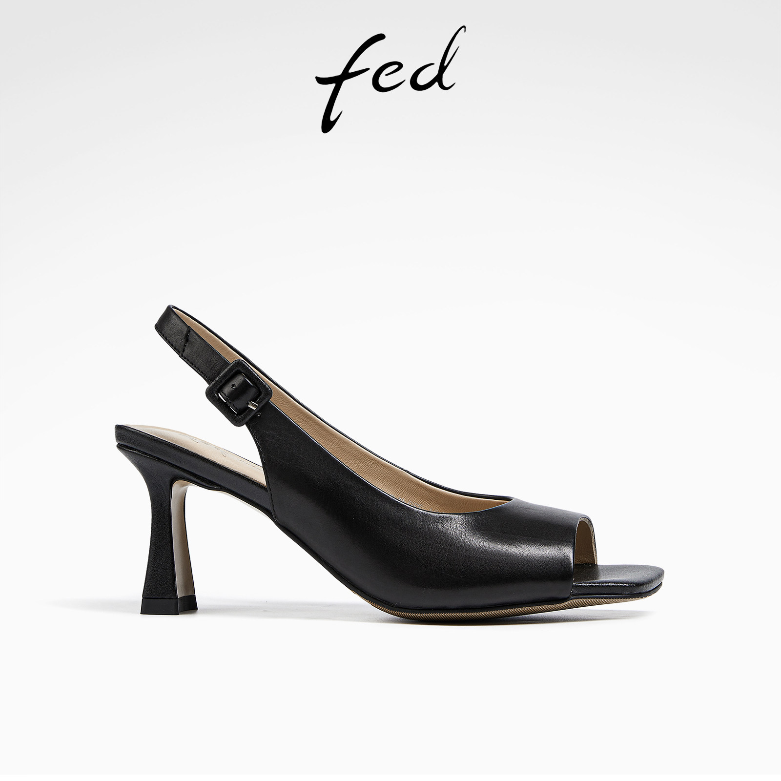 fed鱼嘴凉鞋夏季新款女鞋简约高跟凉鞋职业通勤鞋女款D0617-ZF377