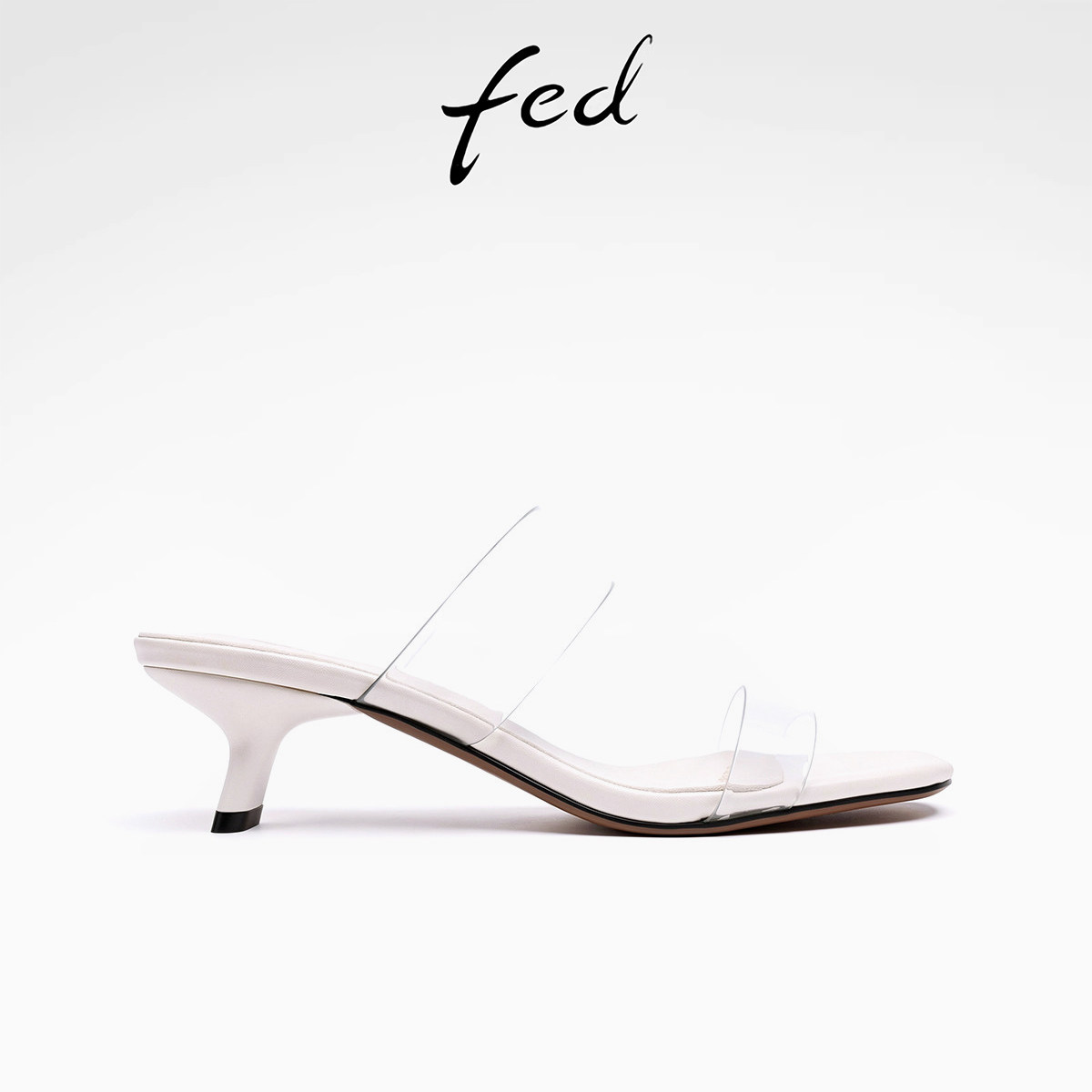 fed水晶之恋夏季新款仙女风百搭中跟清凉透明一字带凉拖鞋女外穿