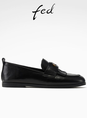 fed墨影徽痕乐福鞋春季新款女鞋低跟单鞋真皮通勤小皮鞋女款ZC222