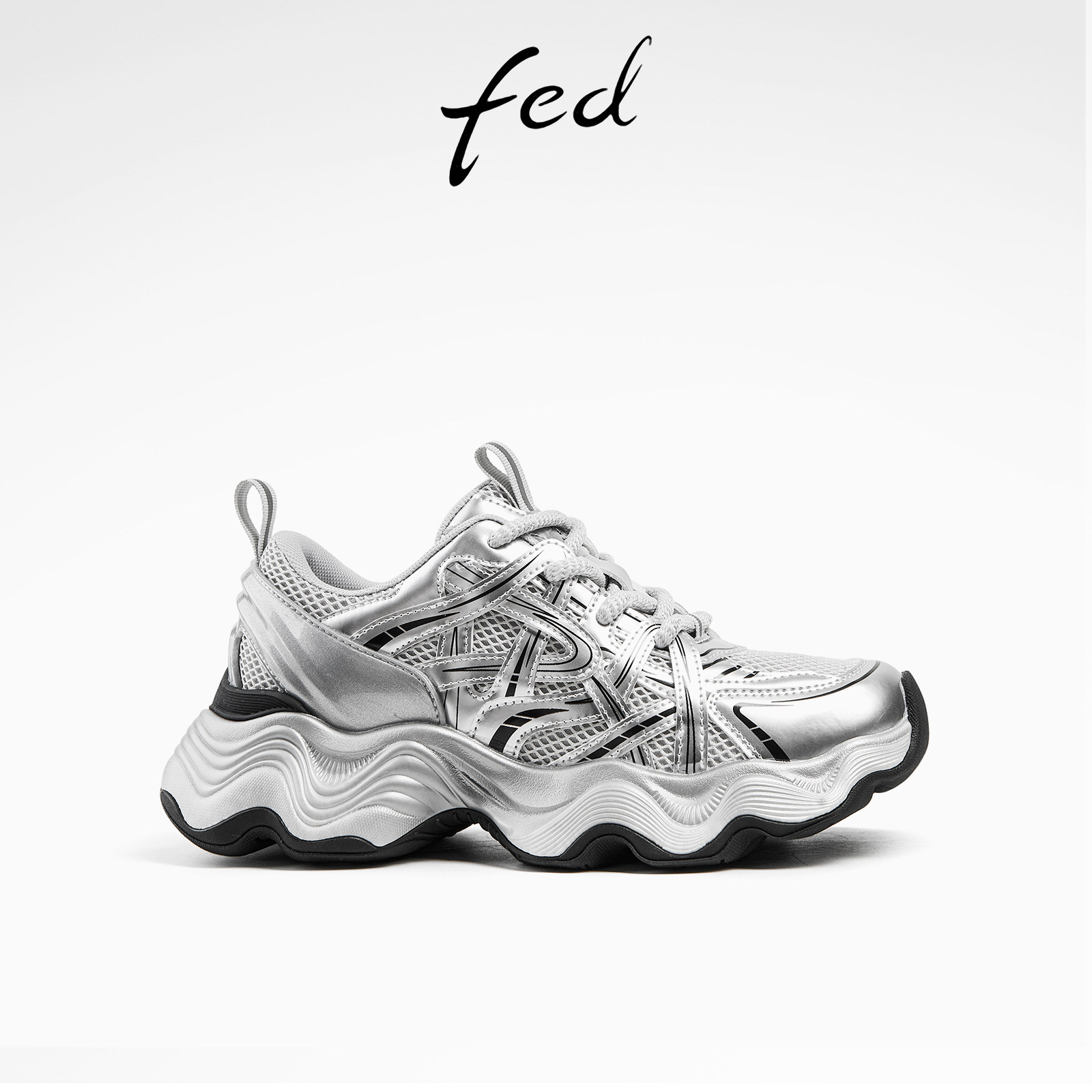 【明星同款】fed羊皮垫女鞋秋季新款防滑厚底运动休闲鞋老爹鞋女