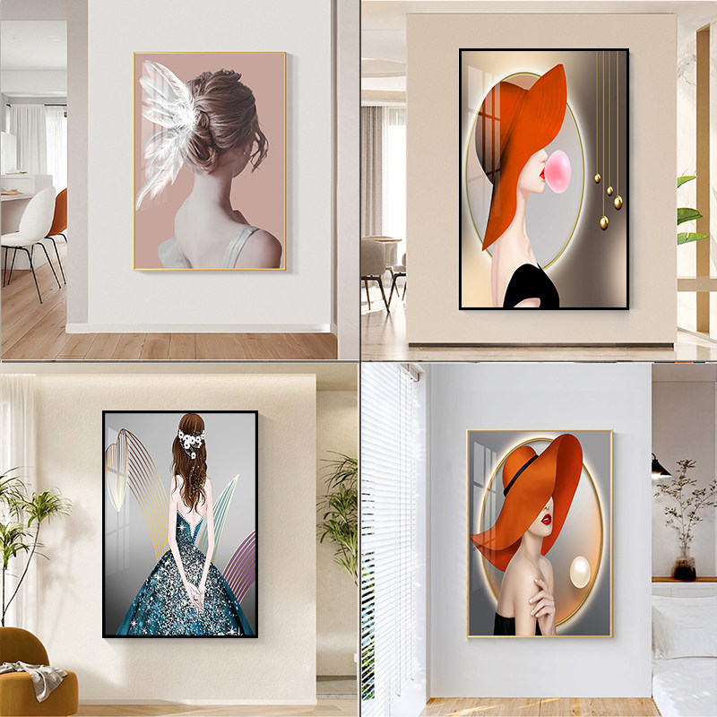 美女装饰画女服装店墙上挂画卧室床头壁画现代简约人物客厅走廊画