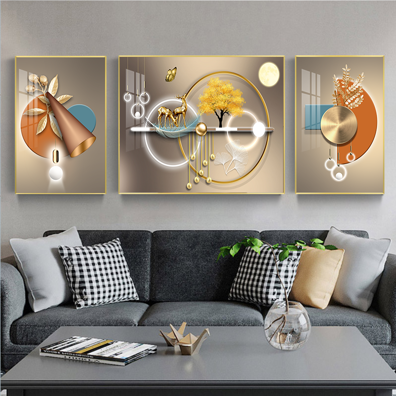 现代简约客厅装饰画大气山水沙发背景墙挂画轻奢高档三联抽象挂画,家居饰品,现代装饰画,淘宝优惠券,粉丝福利购,淘宝优惠卷