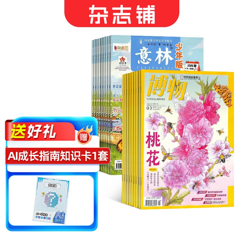 博物+意林少年版杂志订阅 2026年一月起订1年共36期全年组合订阅少儿文学文摘阅读 杂志铺