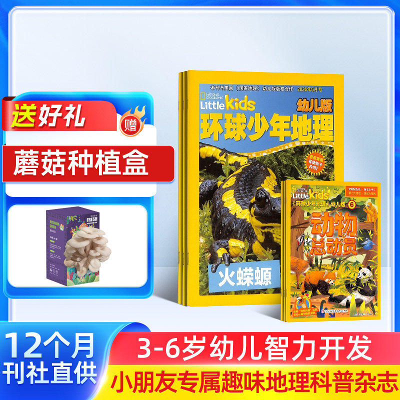 环球少年地理幼儿版杂志铺 2026年1月起订阅 共12期 3-6岁儿童自然科普百科探秘地理启蒙早教美国国家地理little kids